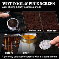 Espresso Tamper with Adjustable Distributor and Dosing Funnel Set