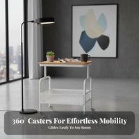 Wheeled C-Table Rounded Corners Rolling C-Shaped Table Lockable Casters