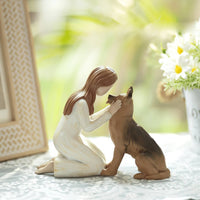 Girl Hugging Dog Statue Delicate Details Girl Hugging Dog Sculpture Stable Base
