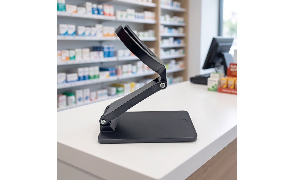 Handsliberated Product Code Scanner Holder Adjustable Scanner Holder with Clamp Space-Saving Product Code Reader Stand Stable for Cashiers, Checkout Counters, Warehouses