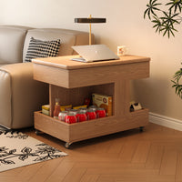 Rolling Adjustable Top Side Table Mobile Storage Cart Nightstand C-shaped Table with Wheels and Lockable Casters for Apartment Dwellers Small Areas Adults Living Room