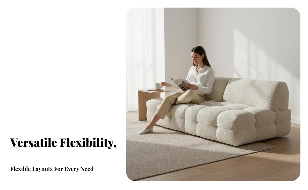 Minimalist aesthetic Armless sectional Sofa Customizable Layout Armless Chair Module fluffyLike Comfort Sectional Couch Deep Seat for Apartment Dwellers, Interior Designers, Young Adults, Living Room, Reception Hall, Bedroom
