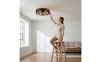 Industrial Overhead Fan Light double Use Rope Overhead Fan Light Adjustable Speed for Dining Room, Bedroom