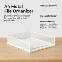 Letter-size Metal Document Tray Stackable, Desk Storage Organiser for Office, Desktop for Professionals, File Holder 1 Layer Black