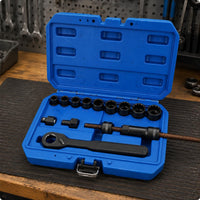 14 Pieces Pass-Through Socket Set 12-Point Metric Socket Set Hard Plastic Case