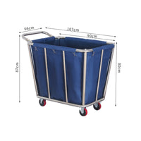 Hotel Linen Cart Easy to Clean Stainless Steel Laundry Trolley Waterproof Bag