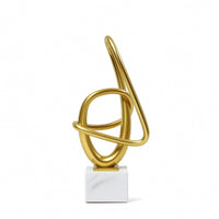 Abstract Sculpture Metallic-Finish Sculpture with Pedestal Modern