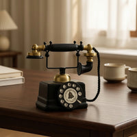 Decorative Vintage Rotary Telephone Ornament Antique-Style Retro Telephone Decor Compact Rotary Phone Model Realistic for Home Decorators, Wine Cabinet