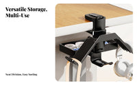 Compact Clamp-on Desk Rack Easy Assembly Angular Multi-Purpose Desk-Edge Hanging Rack Workspace Storage