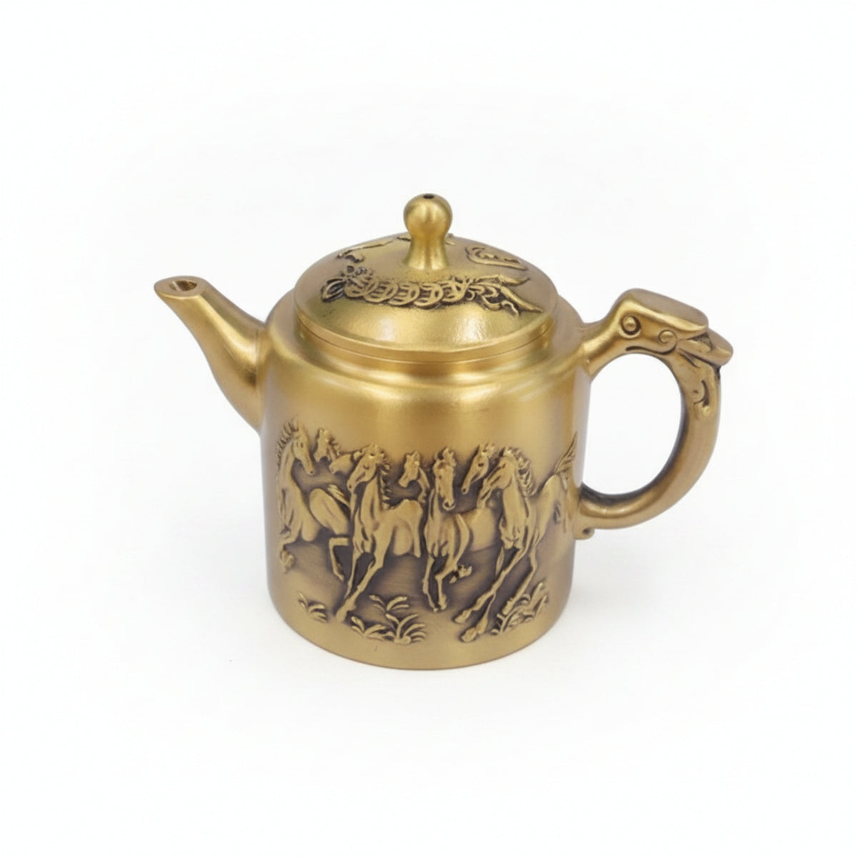 Brass Teapot Ornament Gold-Toned Teapot Ornament Embossed