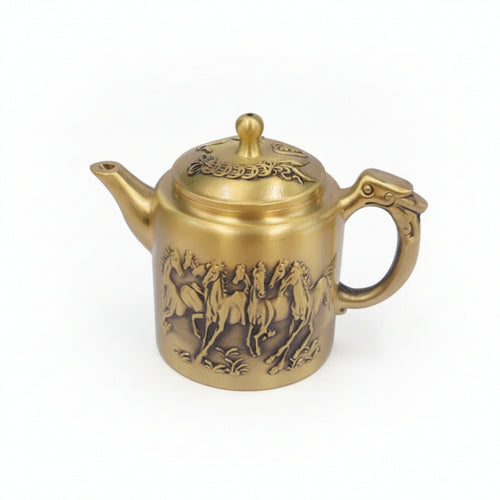 Brass Teapot Ornament Gold-Toned Teapot Ornament Embossed
