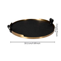 Tray with Handles Low-Profile Round Metal Tray Sleek for Coffee Table