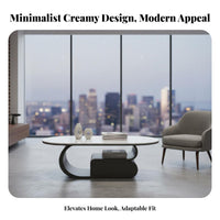 Dual-Level Oval Coffee Table Minimalist Design Household Furniture With Storage Shelf Small Space Solution