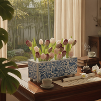 Rectangular Flower Vase Perforated Home Decor Decorative