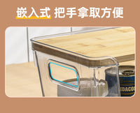 可堆叠竹盖收纳盒套装透明塑料带盖储物盒居家杂物分类整理收纳盒