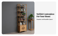 Chinese design aesthetic Design Asymmetrical Curio Cabinet Floor-Standing bookshelf Multi-Tier design Storage Furniture Minimalist Aesthetic for Tea aficionados, Book Lovers, Collectors, Living Room, Home Office, Bedroom, Playroom