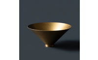 Metal Bowl with Conical Base Antique Gold Decorative Bowl with Metal Base Vessel Matte Vintage-Inspired for Tabletop, Entryway