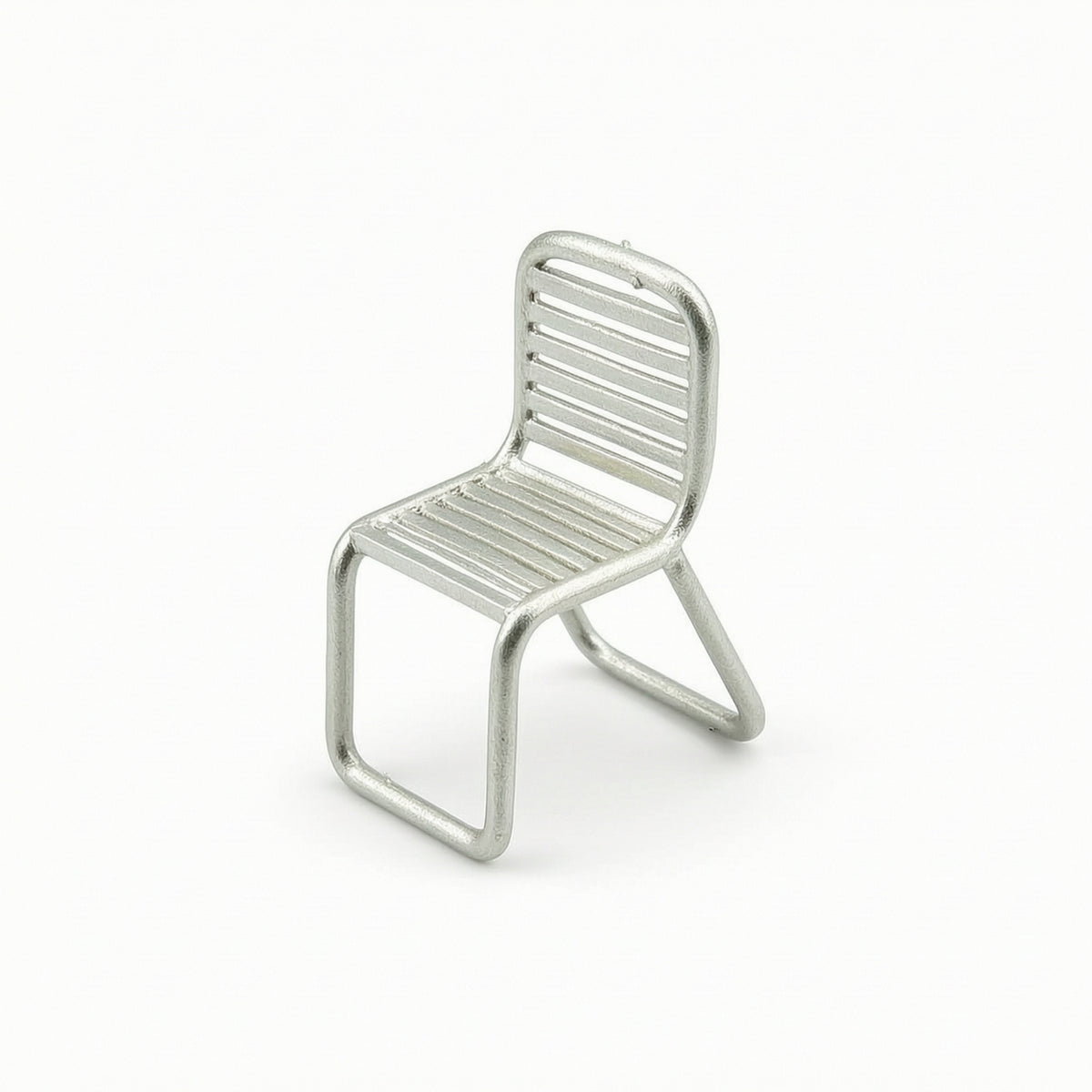 1/64 Scale Miniature Chair of Aluminum Alloy Slatted Miniature Metal Chair Compact Furniture Realistic for Architects