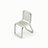 1/64 Scale Miniature Chair of Aluminum Alloy Slatted Miniature Metal Chair Compact Furniture Realistic for Architects