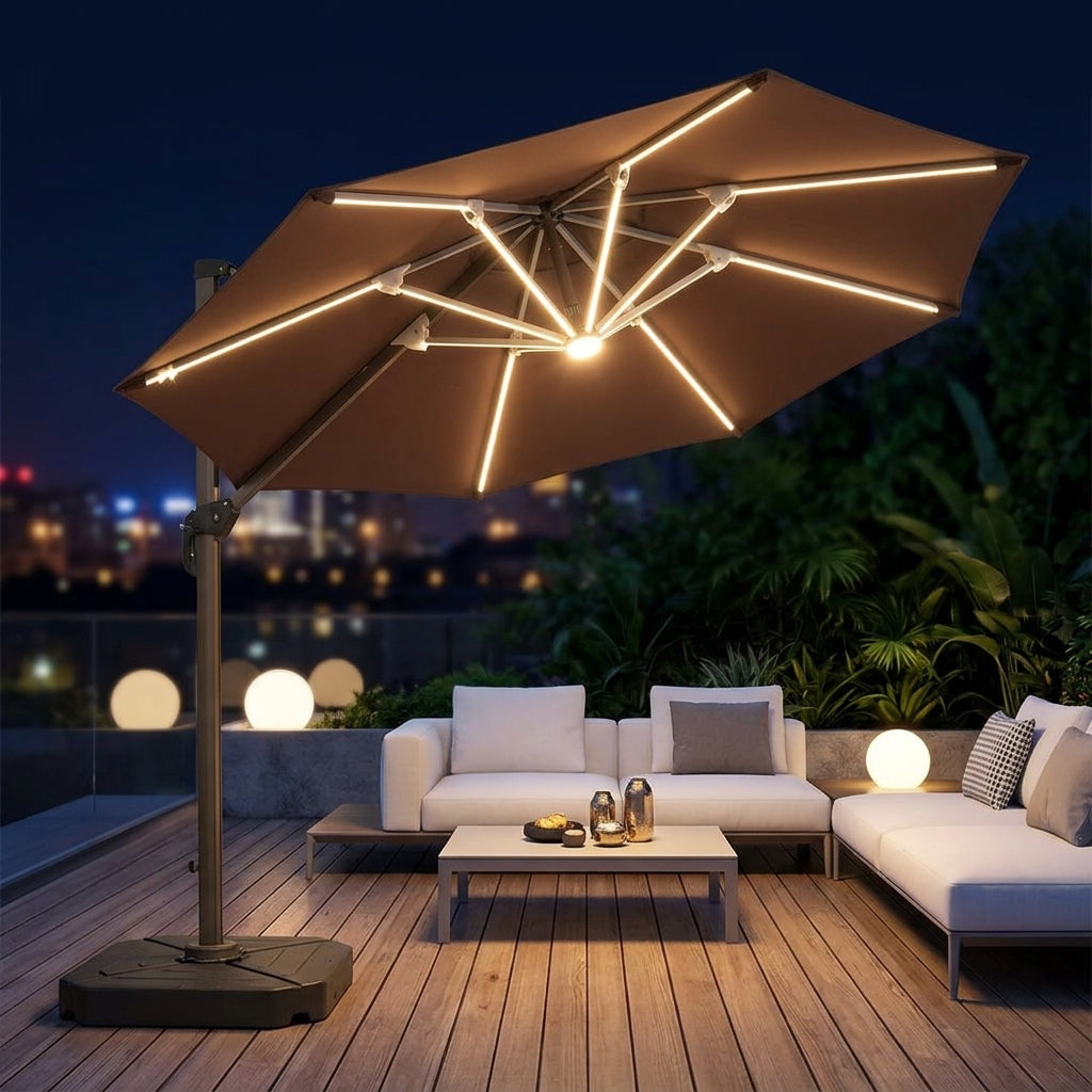 Rome Parasol, Large Outdoor Sun Shade, 3m, Aluminum, Sun Shade, Wind Resistant, 210T Polyester, UV Protection
