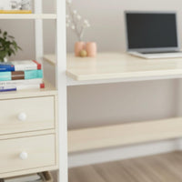 Spacious Desktop Computer Desk Bookshelf Easy Assembly Computer Desk with Hutch Sturdy Construction Study Table Shelving Unit X-Brace Support for Dorm Room