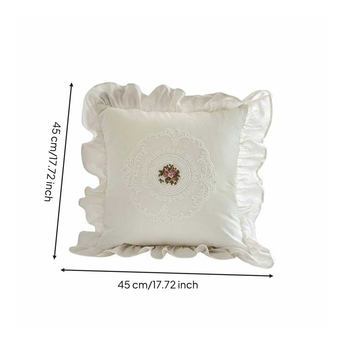 Lace Embroidered Pillow Cover Soft Ruffled Embroidered Cushion
