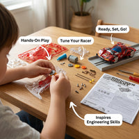 4WD Assembly Car Kit Electric-Powered Mini 4WD Race Car Develops Hands-On Skills for Children, Hobbyists, Indoor Play, School Projects, Display Shelf 888