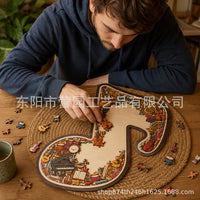 跨境新品Musical Note Jigsaw Puzzle音符乐器拼图木质工艺品摆件