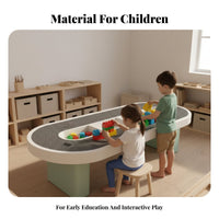 Construction Block Table Set Educational Construction Block Table Rounded Edges for Preschoolers, Educators, Kindergarten, Childcare Facility