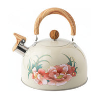 3L Steaming Kettle Fast Heating Floral Print Water Kettle Works On All Stovetops Whistling Teapot