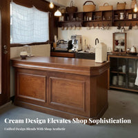 Retail Checkout Counter Cream Design Boutique Welcome Desk Elegant Design Curved Front Desk for Receptionists, Office Managers, Salon