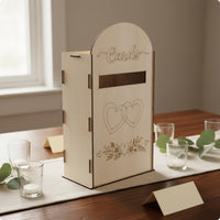 Wooden Wedding Card Box Decorative Slot Event Decor Cut Design