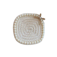 Heat-Insulation Mat with Pearl Edge Handmade Place Mat Farmhouse for Tea Party