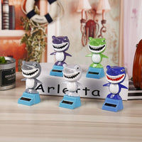 Cartoon Solar-Powered Shark Figurine Compact Car Ornament with Solar Panel Cute Swaying Shark Ornament Whimsical for Drivers
