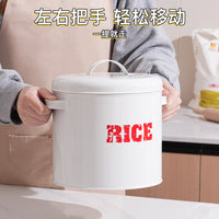 Modern Minimalist Metal Rice Storage Container with Measuring Cup, 9-10L Capacity