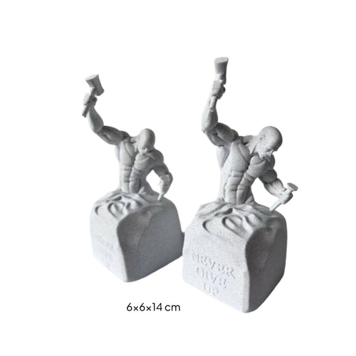 2 Pieces Muscular Male Figurine Matte Statue Speckled for Desktop Display
