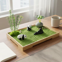 Panda Sand Tray Decor Compact Miniature Desk Landscape Portable for Office, Home