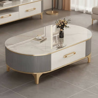 Coffee Table with Storage Drawer Faux Stone Finish Coffee Table with Drawer Modern for Living Room
