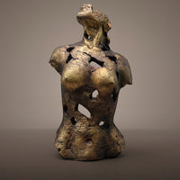 Tabletop Statue Bronze-Gold Resin Sculpture with Stable Base Modern Art