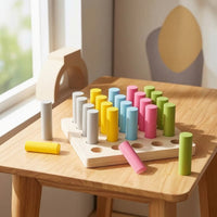 Hands-on Peg Insertion Toy Color Recognition Wooden Peg Board Educational Counting Pegs Learning for Preschoolers