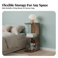 Fluted Door Nightstand Large Capacity Storage Cabinet semi-transparent Panels
