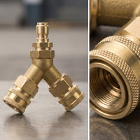 Knurled Y-Connector with Quick-Connect Heavy-Duty Pressure Washer Quick Connect Kit Leak Resistant Pressure Washer Connector Hassle-Effortless for Car Washing