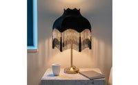 Black Velvet Lampshade Classic Design Tassel Fringe Shade Handmade Look