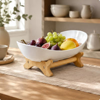 Bamboo Fruit Display Effortless to Clean to Clean Fruit Snack Tray Rack for Kitchen Counter