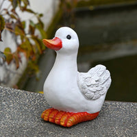 2 Pieces Resin Duck Figurine Rustic Design Resin Duck Statue Whimsical