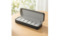 Watch Case with 6 Slots PU Leather Zippered Watch Organizer Lightweight for Journeyers