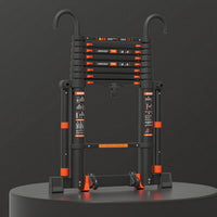 Telescopic Ladder with Hooks Extension Ladder with Stabilizer Bar Anti-Slip for Homeowners, Home Improvers, Home Maintenance, Stairs, Renovation