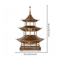 Octagonal Structure Figurine Tranquil Style Chinese Pagoda Decoration Intricate Details Table Ornament Available for Purchase Office