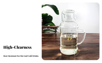 Heat Resistant Retro Glass Water Jug Large Capacity Glass Pitcher with Tumbler Lid Safe Material for Guests, Hosts, Bedroom, Office