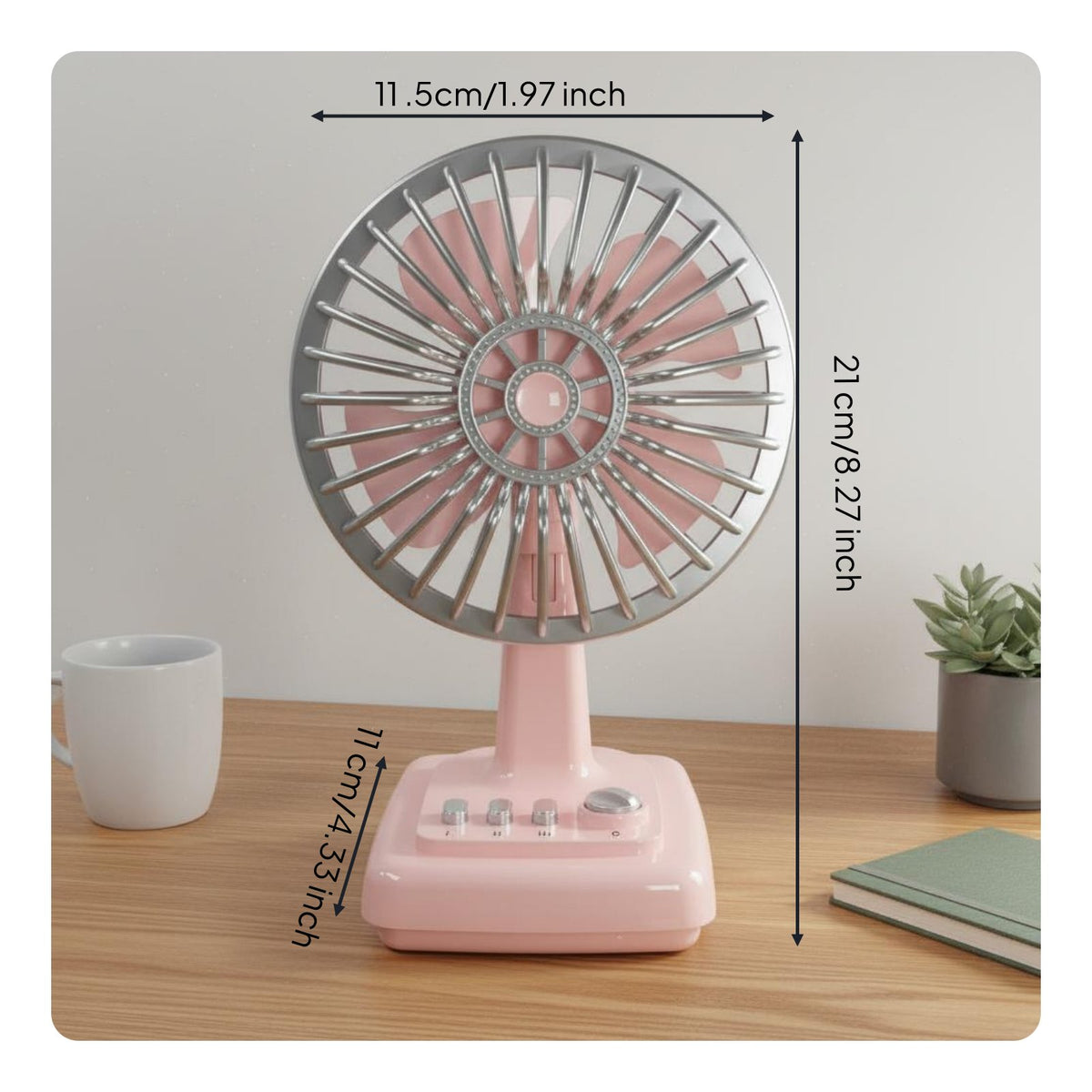 Retro Table Fan 3-Speed Mini Desk Fan Portable for Desktop, Students